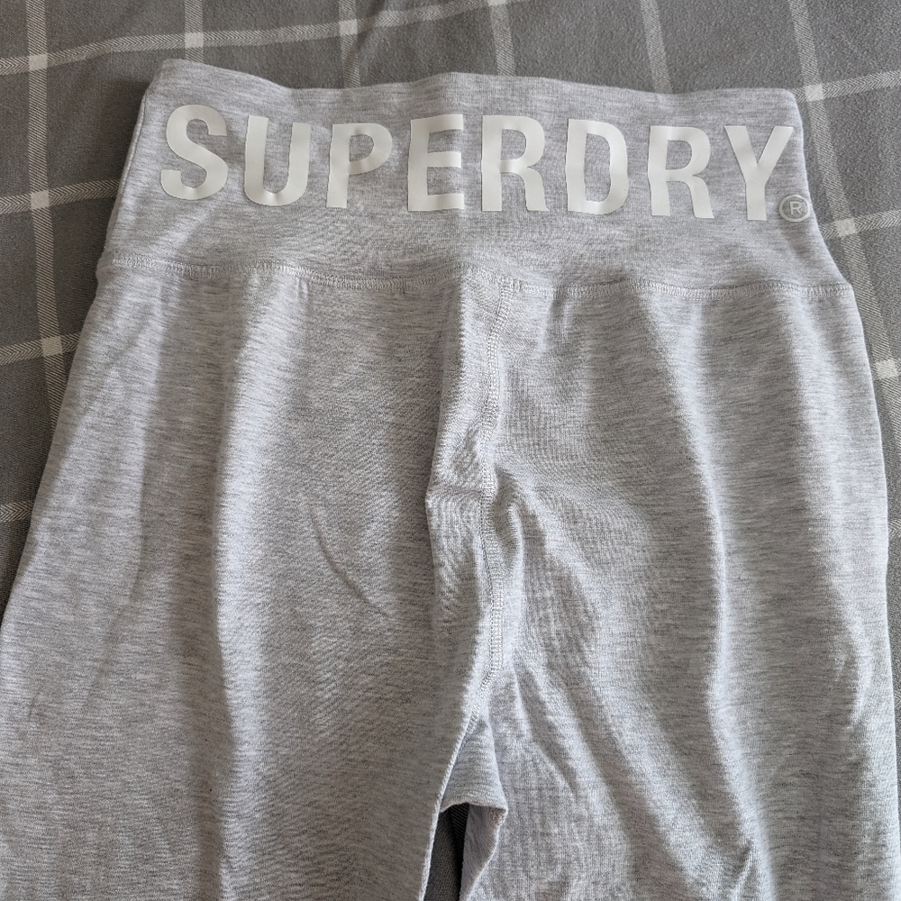NWOT Superdry Light Grey Band Logo Leggings Size 6